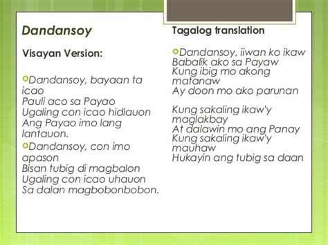 Dandansoy (Visayan Song): Listen with Lyrics & Translation .